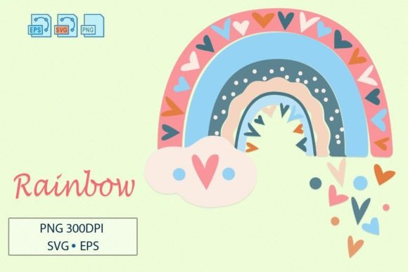 Rainbow with Hearts Graphics & Freebies Review