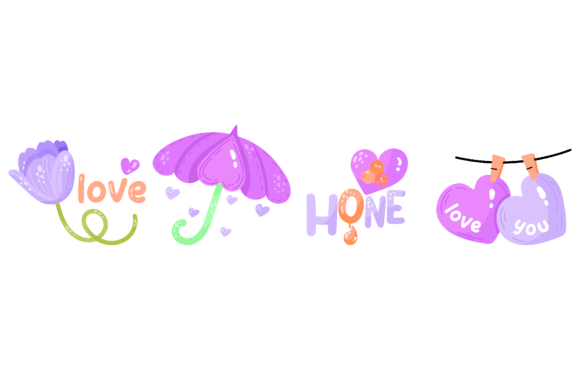 Set Valentine Gift Design Romantic Graphics and Freebies